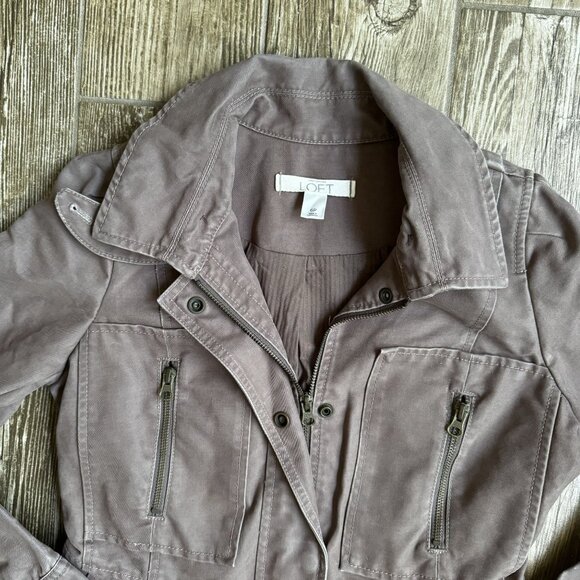 2/$18 SALE! Ann Taylor Loft Jacket Womens Western Utility 6P Gray Flap Pockets - Picture 5 of 8